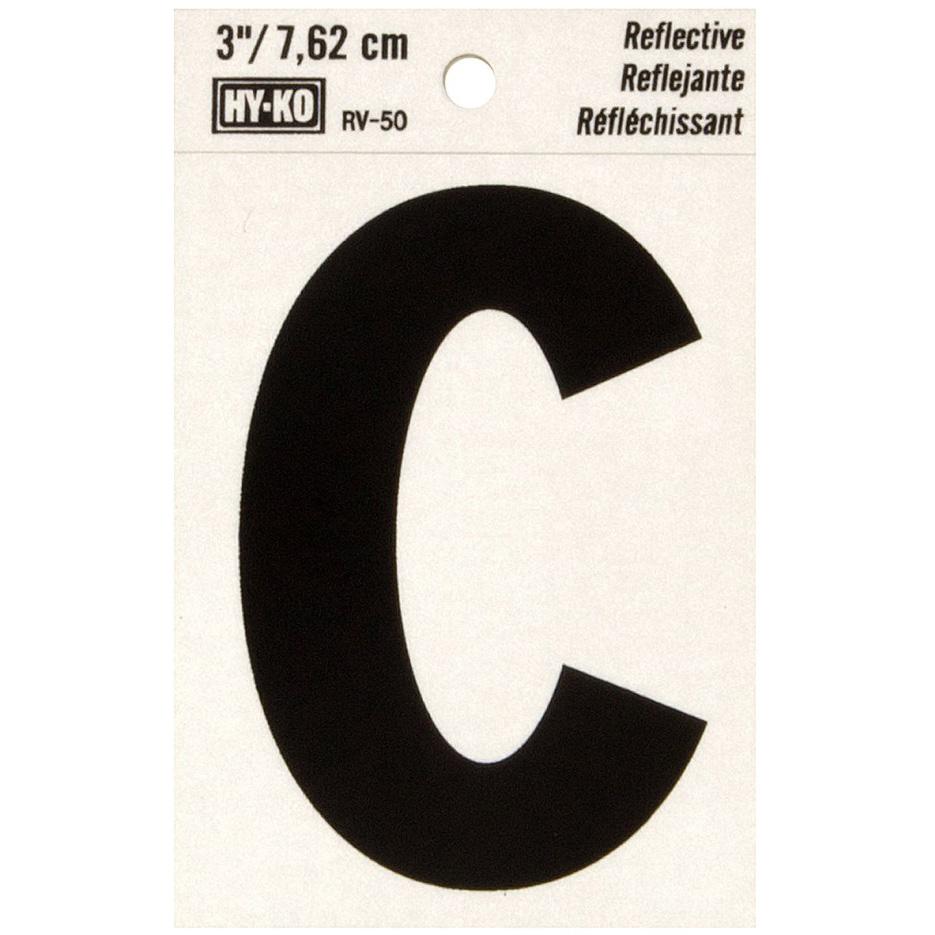 RV-50 2-1/2" x 4" Self-Adhesive Reflective Vinyl Letter Sign, Black