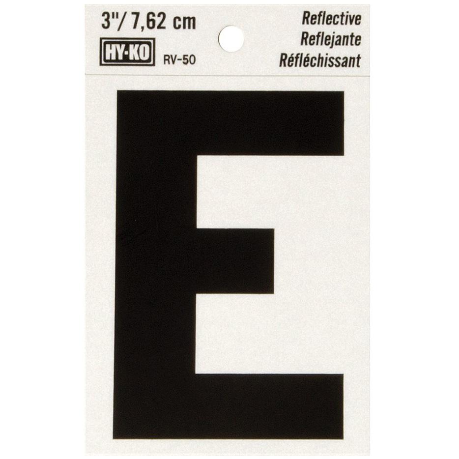 RV-50 2-1/2" x 4" Self-Adhesive Reflective Vinyl Letter Sign, Black