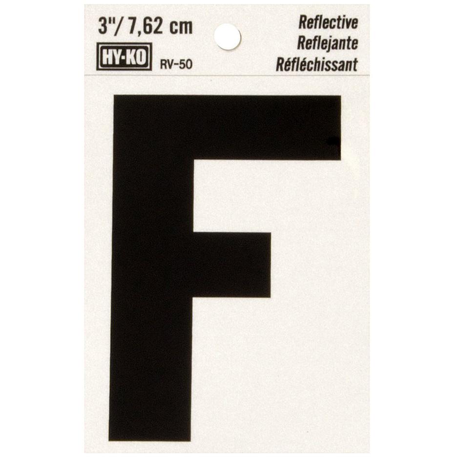 RV-50 2-1/2" x 4" Self-Adhesive Reflective Vinyl Letter Sign, Black