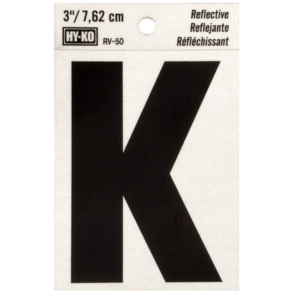 RV-50 2-1/2" x 4" Self-Adhesive Reflective Vinyl Letter Sign, Black