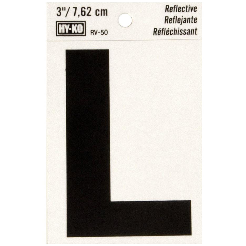 RV-50 2-1/2" x 4" Self-Adhesive Reflective Vinyl Letter Sign, Black
