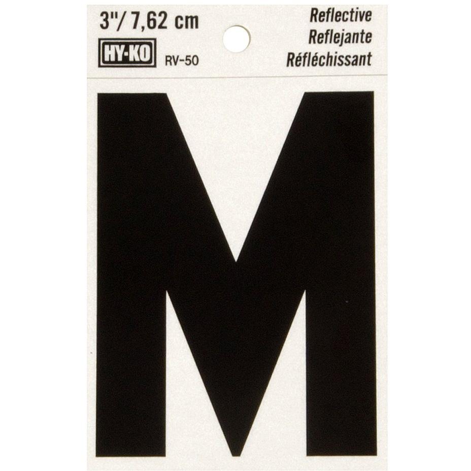 RV-50 2-1/2" x 4" Self-Adhesive Reflective Vinyl Letter Sign, Black