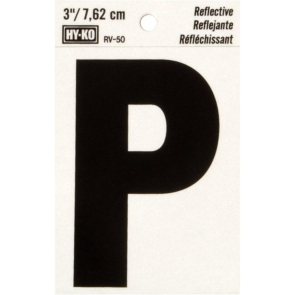 RV-50 2-1/2" x 4" Self-Adhesive Reflective Vinyl Letter Sign, Black