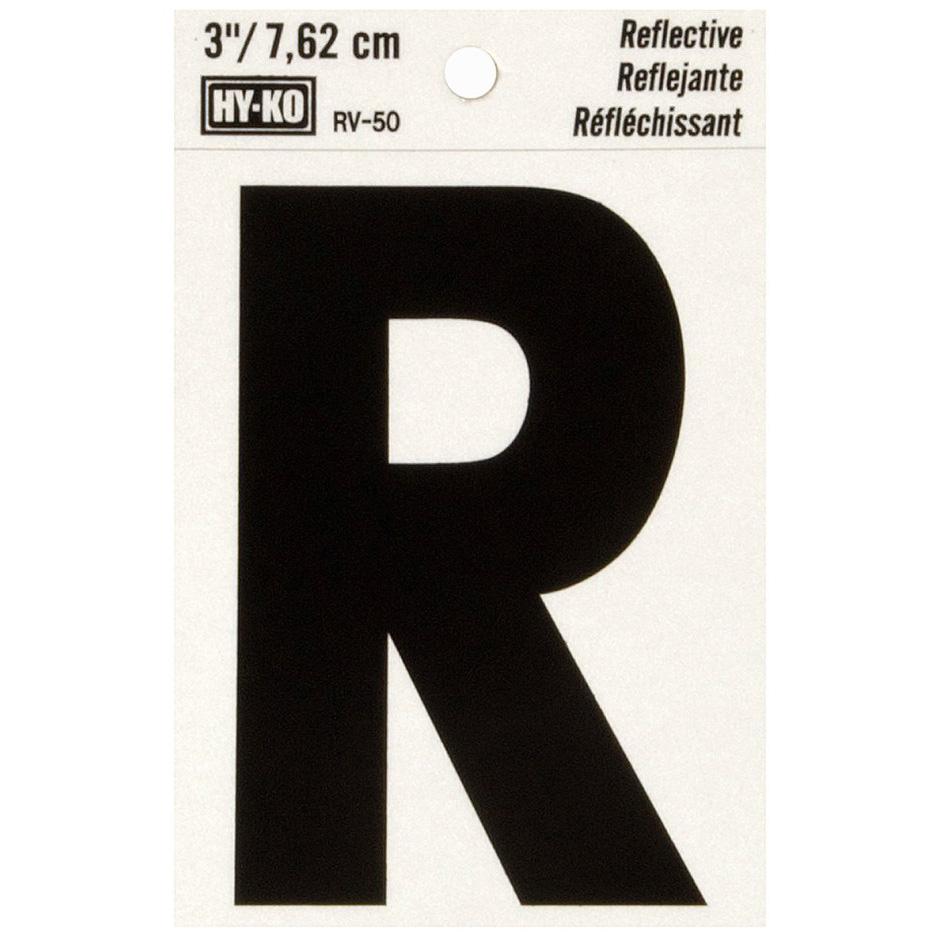 RV-50 2-1/2" x 4" Self-Adhesive Reflective Vinyl Letter Sign, Black