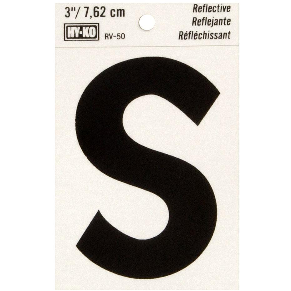 RV-50 2-1/2" x 4" Self-Adhesive Reflective Vinyl Letter Sign, Black