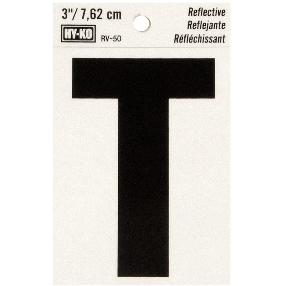 RV-50 2-1/2" x 4" Self-Adhesive Reflective Vinyl Letter Sign, Black