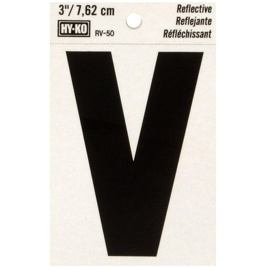 RV-50 2-1/2" x 4" Self-Adhesive Reflective Vinyl Letter Sign, Black