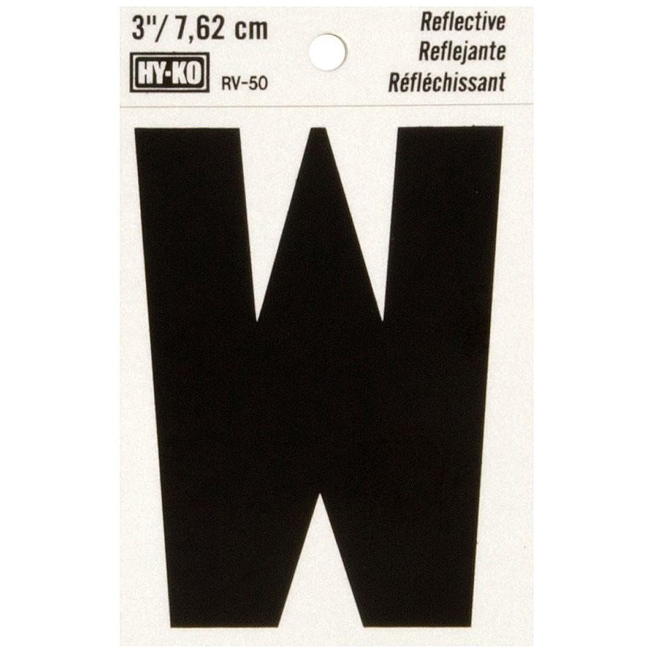 RV-50 2-1/2" x 4" Self-Adhesive Reflective Vinyl Letter Sign, Black