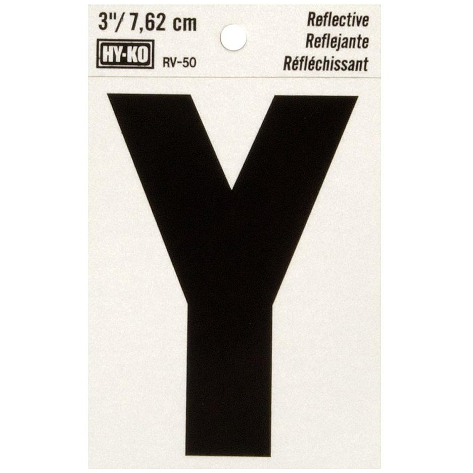 RV-50 2-1/2" x 4" Self-Adhesive Reflective Vinyl Letter Sign, Black