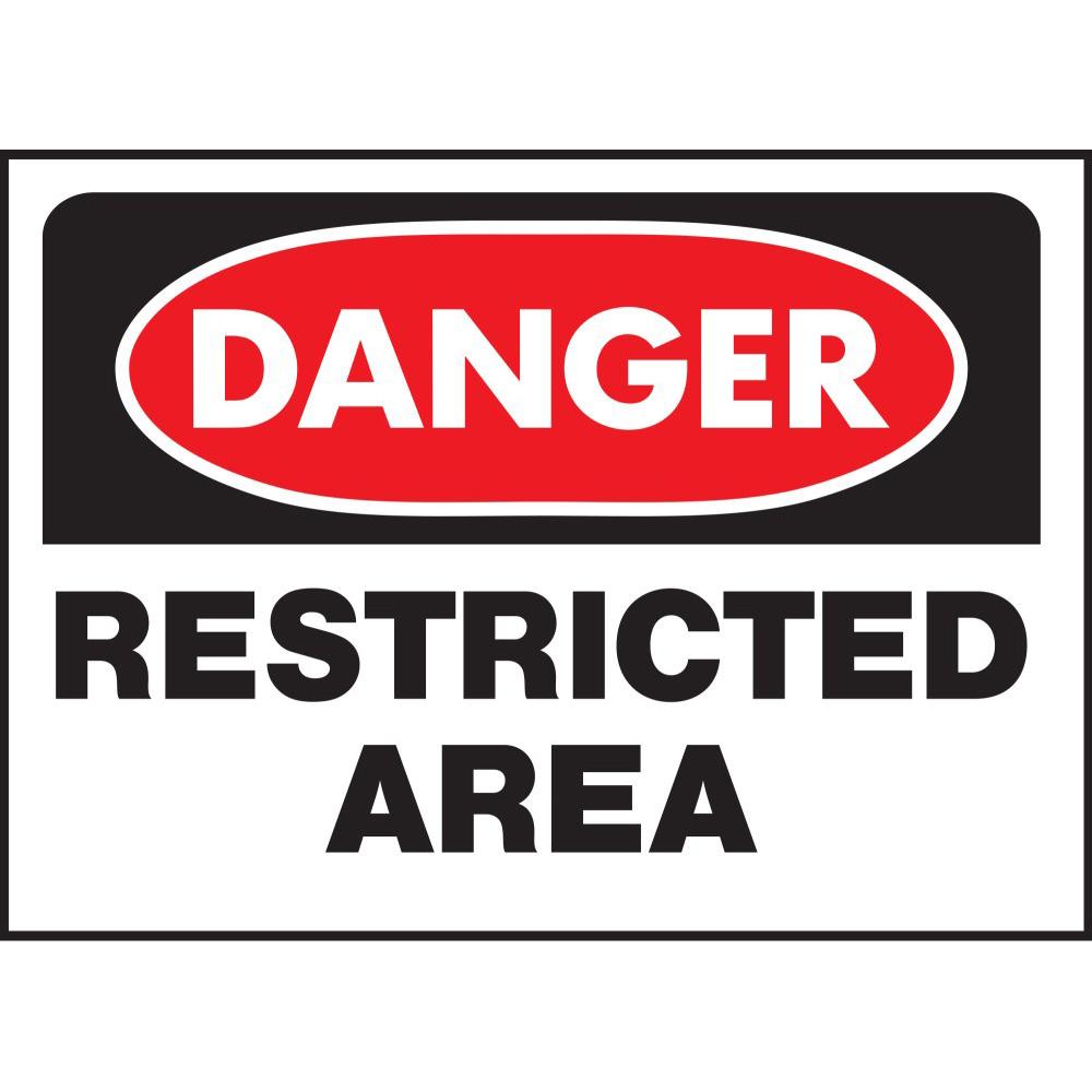 Hy-Ko 501 14" X 10" Danger Restricted Area Sign, Heavy Duty Plastic OSHA Safety Sign, White/Black/Red