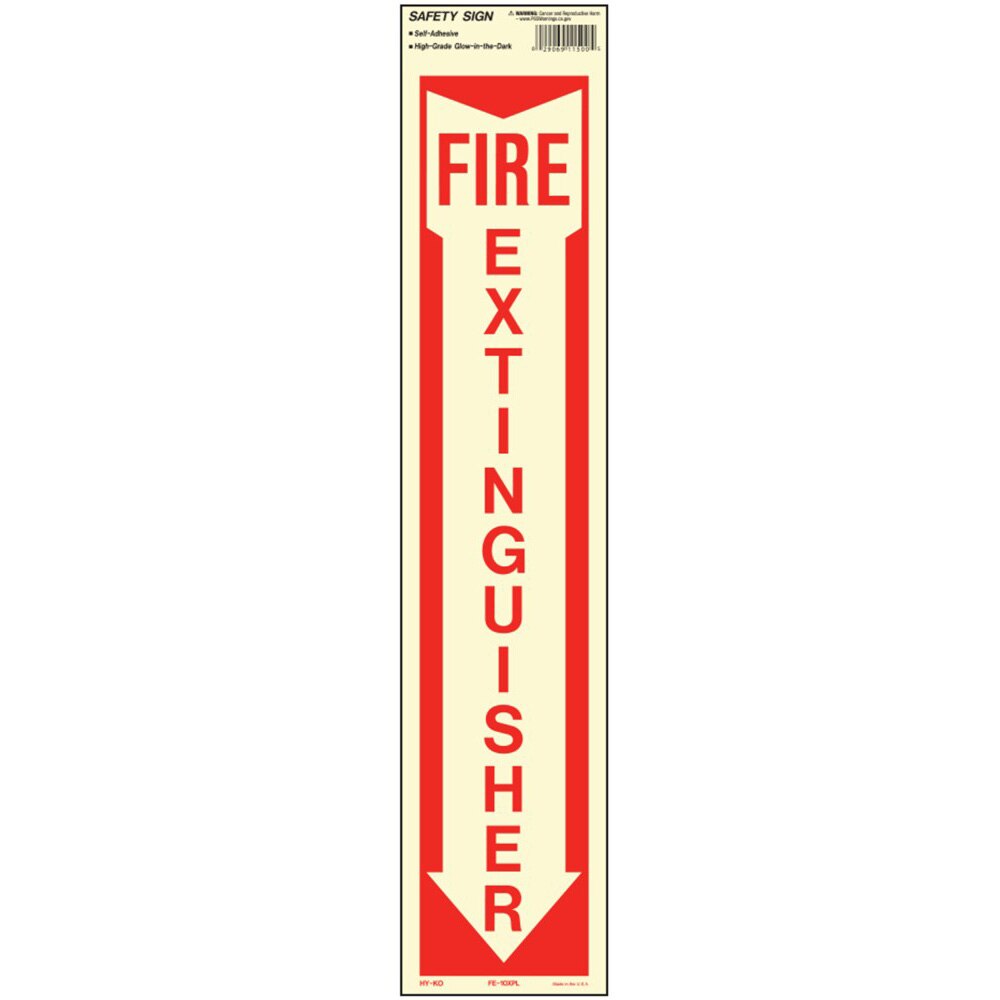 Hy-Ko FE-10XPL 4" x 18" Self-Adhesive Vinyl Fire Extinguisher Sign, Red/White