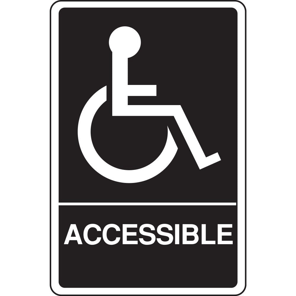 Hy-Ko DB-8 9" x 6" Handicap Accessible Sign with Braille - Black