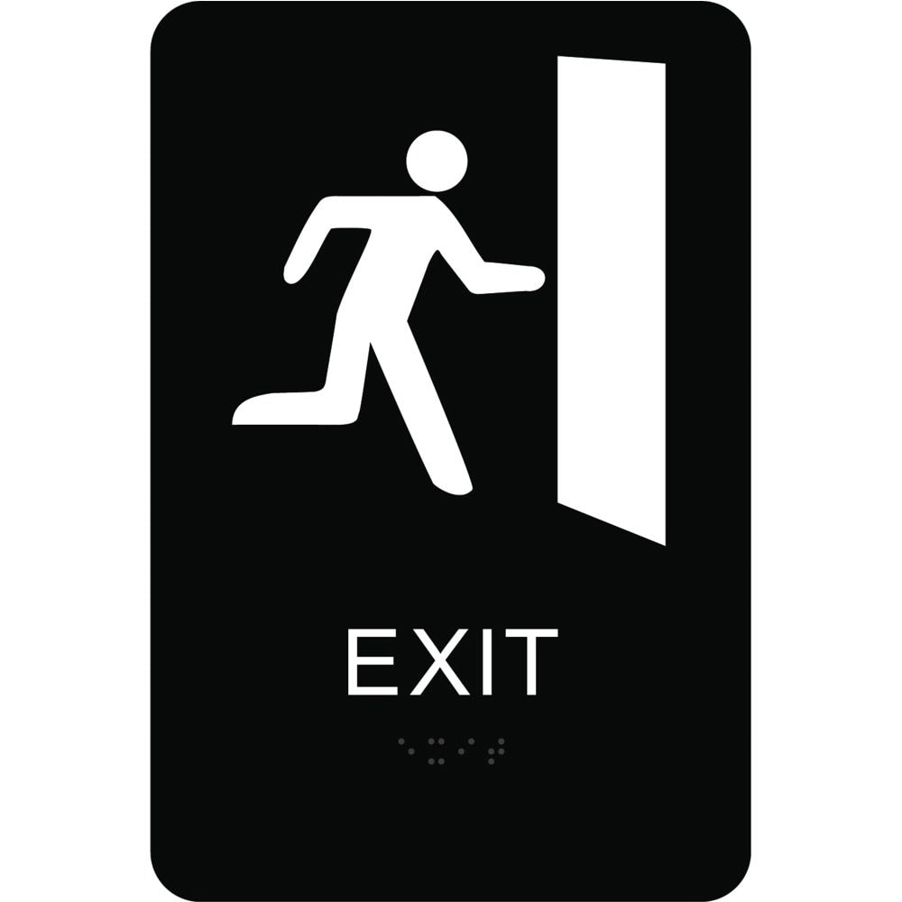 Hy-Ko DB-19 9" X 6" Exit Sign with Braille - Black