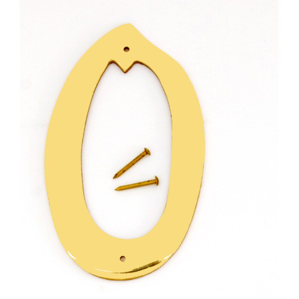 4inch Metal House Number 0 Polished Brass