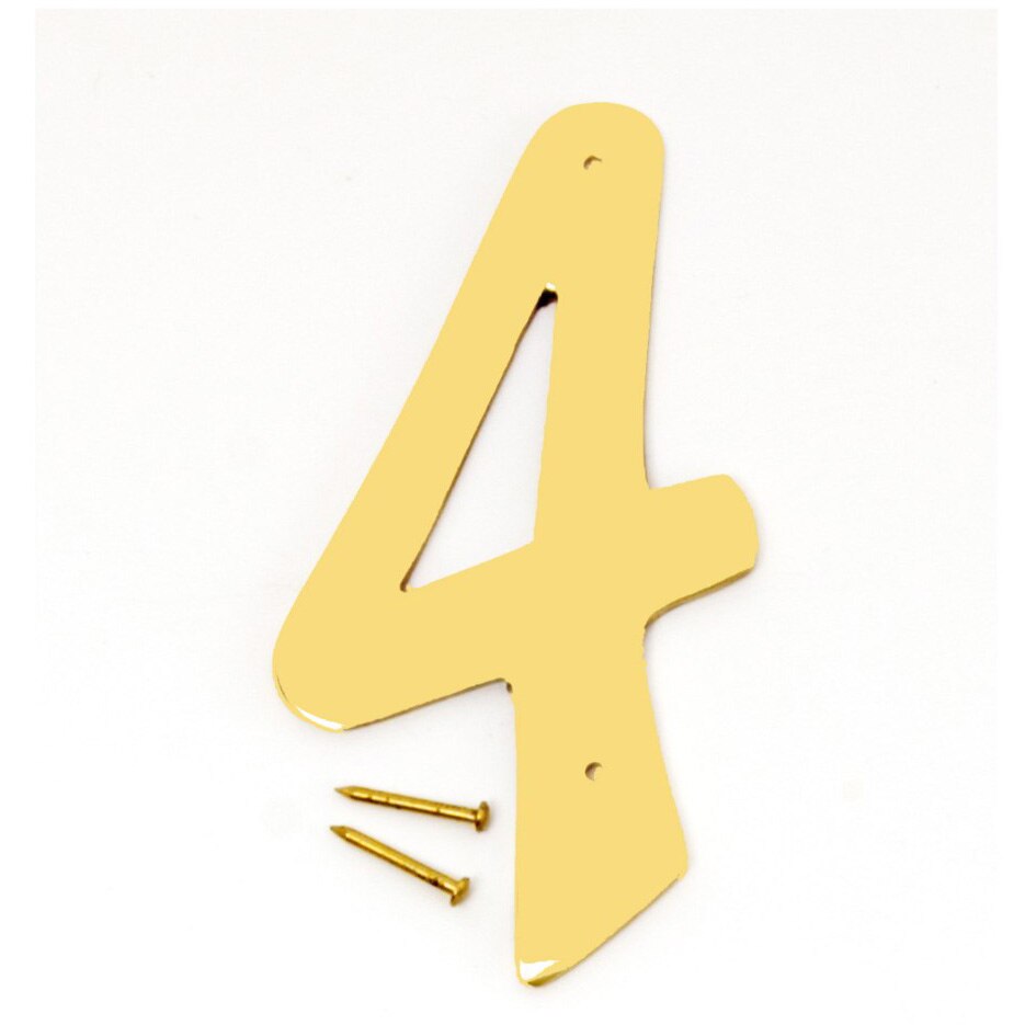4" Metal House Number Polished Brass