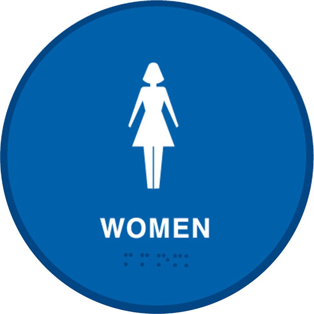 Hy-Ko T-24W 12" x 12" Women Round Sign - Blue