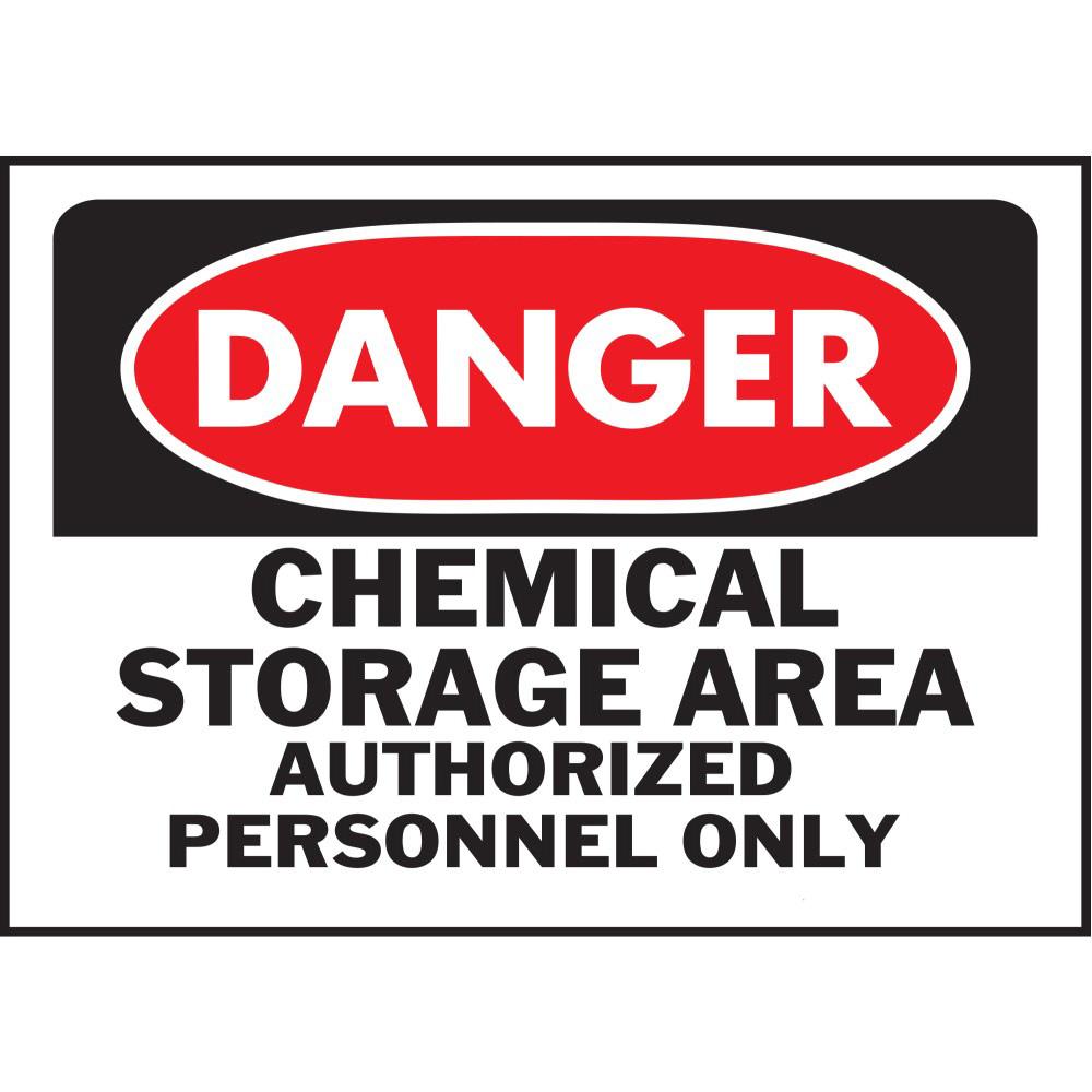 Hy-Ko 532 14" x 10" Danger Chemical Storage Area Sign, Heavy Duty Plastic OSHA Safety Sign, White/Black/Red