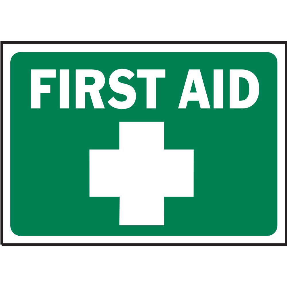 Hy-Ko 590 14" x 10" First Aid Sign, Heavy Duty Plastic OSHA Safety Sign, Green/White