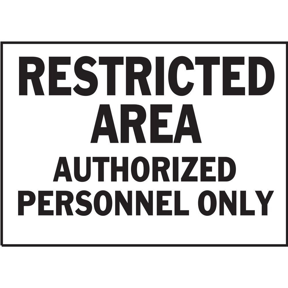 Hy-Ko 591 14" x 10" Restricted Area Sign, Heavy Duty Plastic OSHA Safety Sign, Black/White
