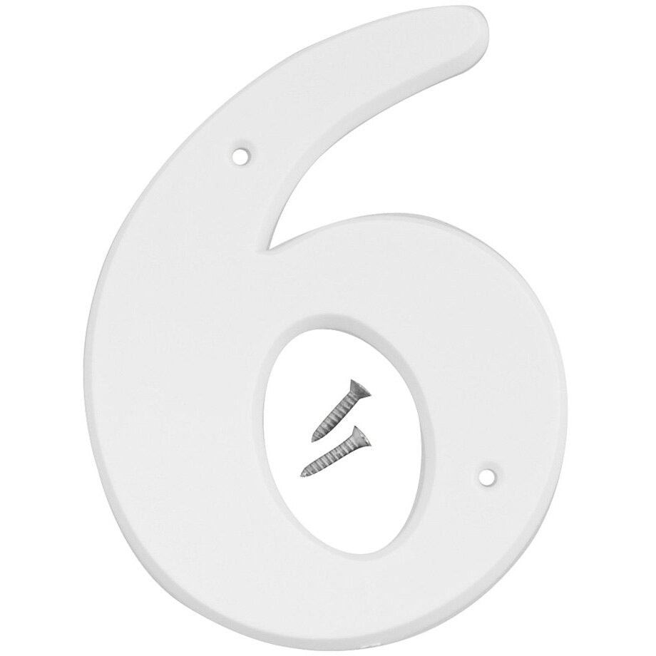 6" Plastic House Number - White