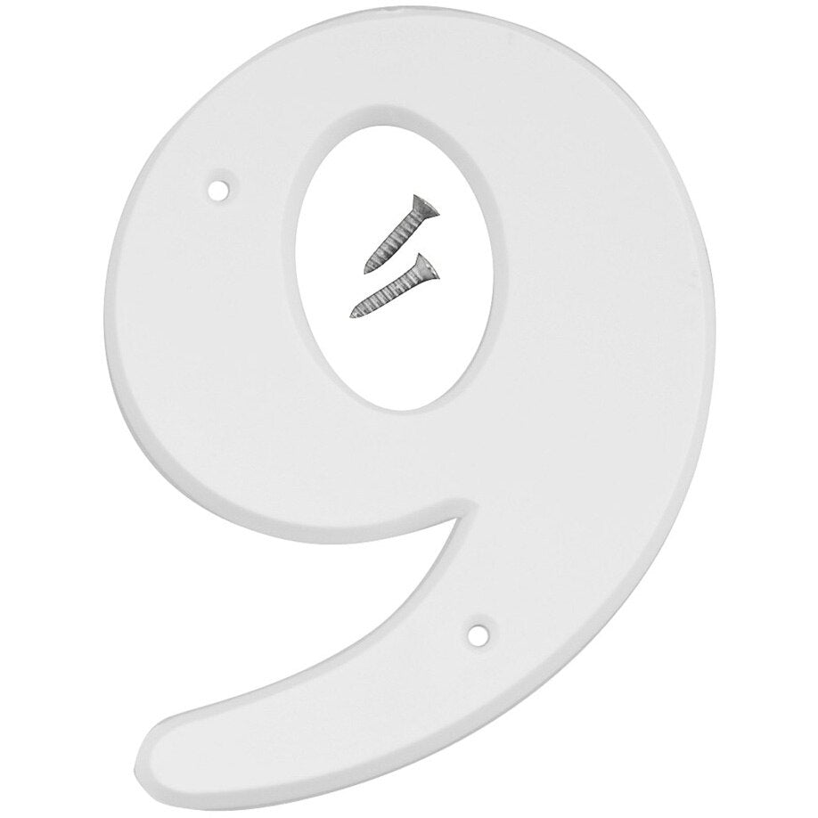 6" Plastic House Number - White