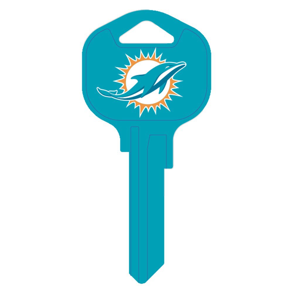 Hy-Ko FQK060H Miami Dolphins Kwikset KW1 Brass Key Blank