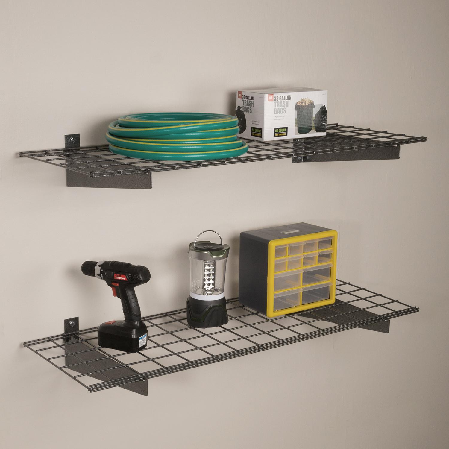 00651 45" x 15" Heavy-Duty Wall Shelf Kit - Hammertone