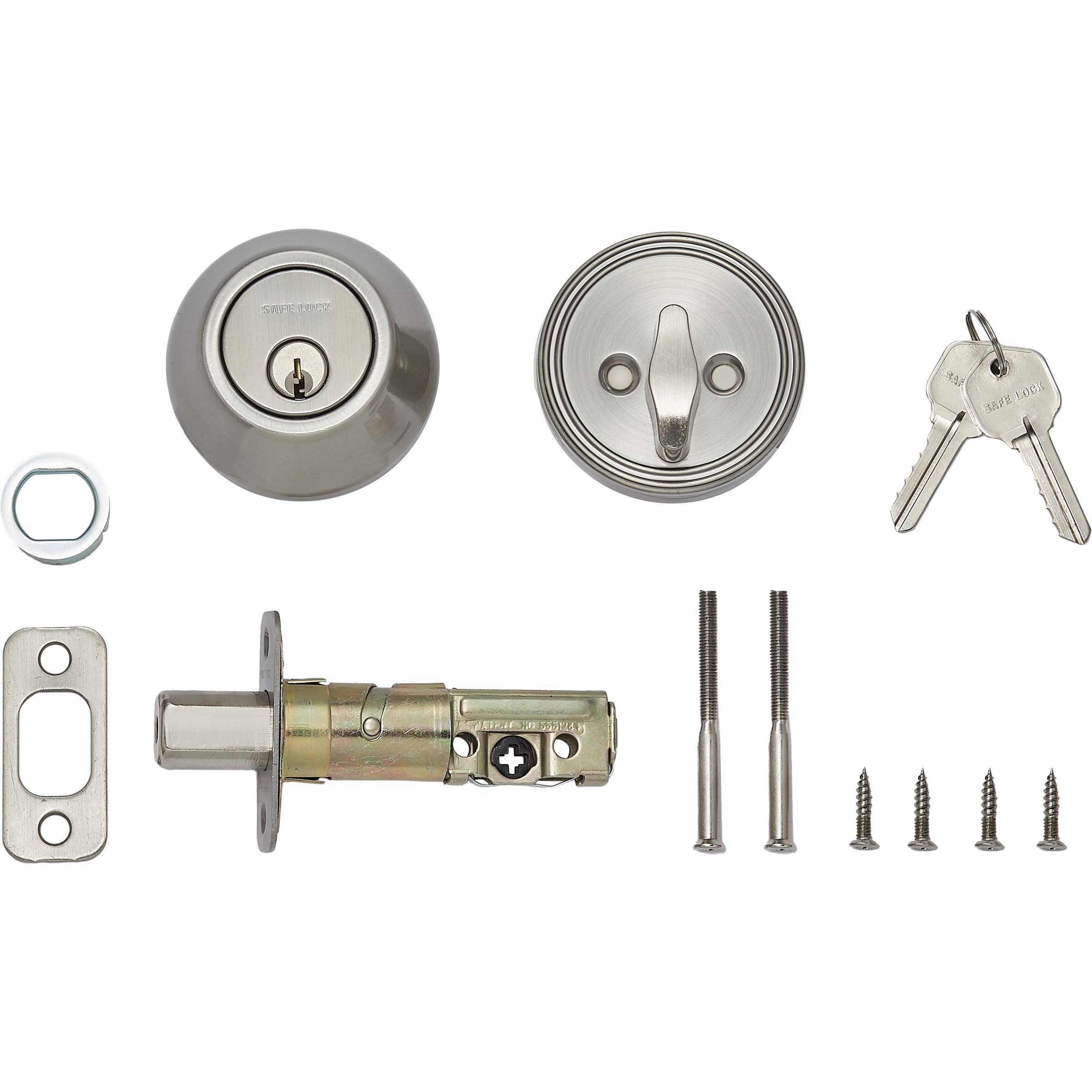 Safe Lock - Single Cylinder Deadbolt for Entry Door - Satin Nickel