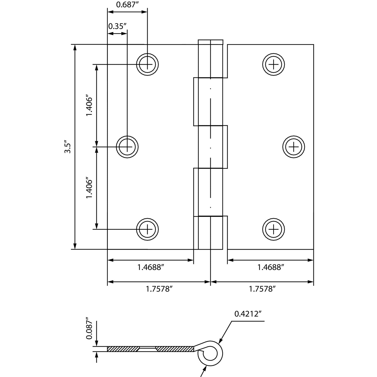 Stone Harbor Hardware 3-1/2" Door Hinges, Square Corner, Satin Chrome, 2-Pack