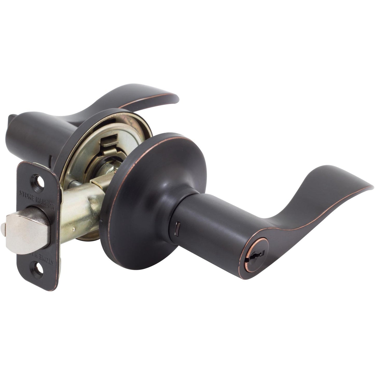 Stone Harbor Hardware Beaverton Door Lever, Entry Latch, SC Keyway, Vintage Bronze