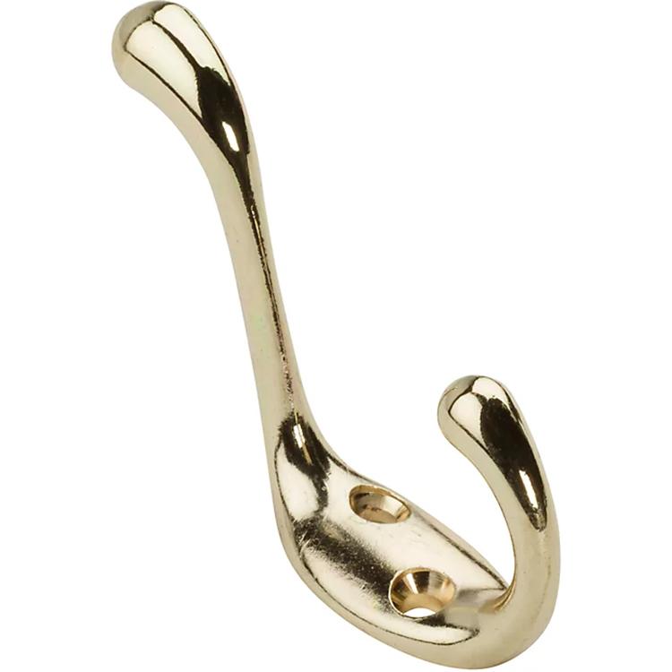 V166 Heavy Duty Coat / Hat Hook - Polished Brass