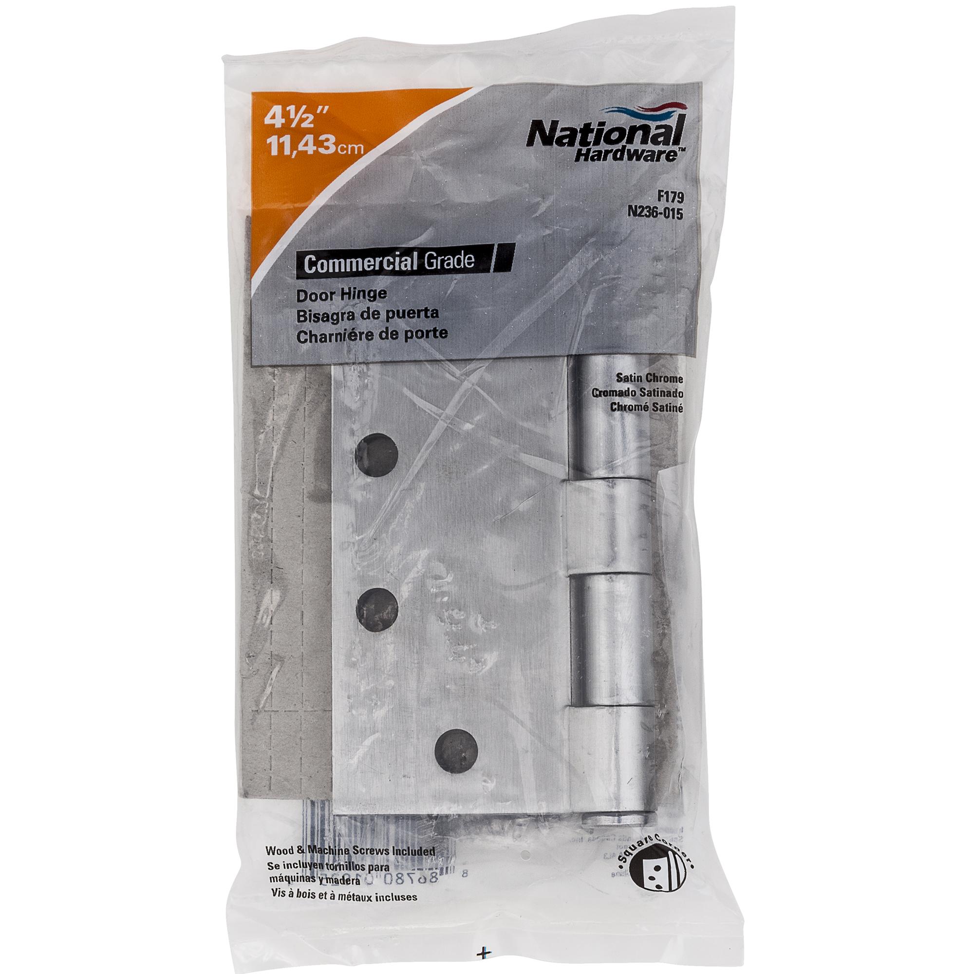 F179 4-1/2" SQR Full Mortise Standard Weight Hinge - Satin Chrome