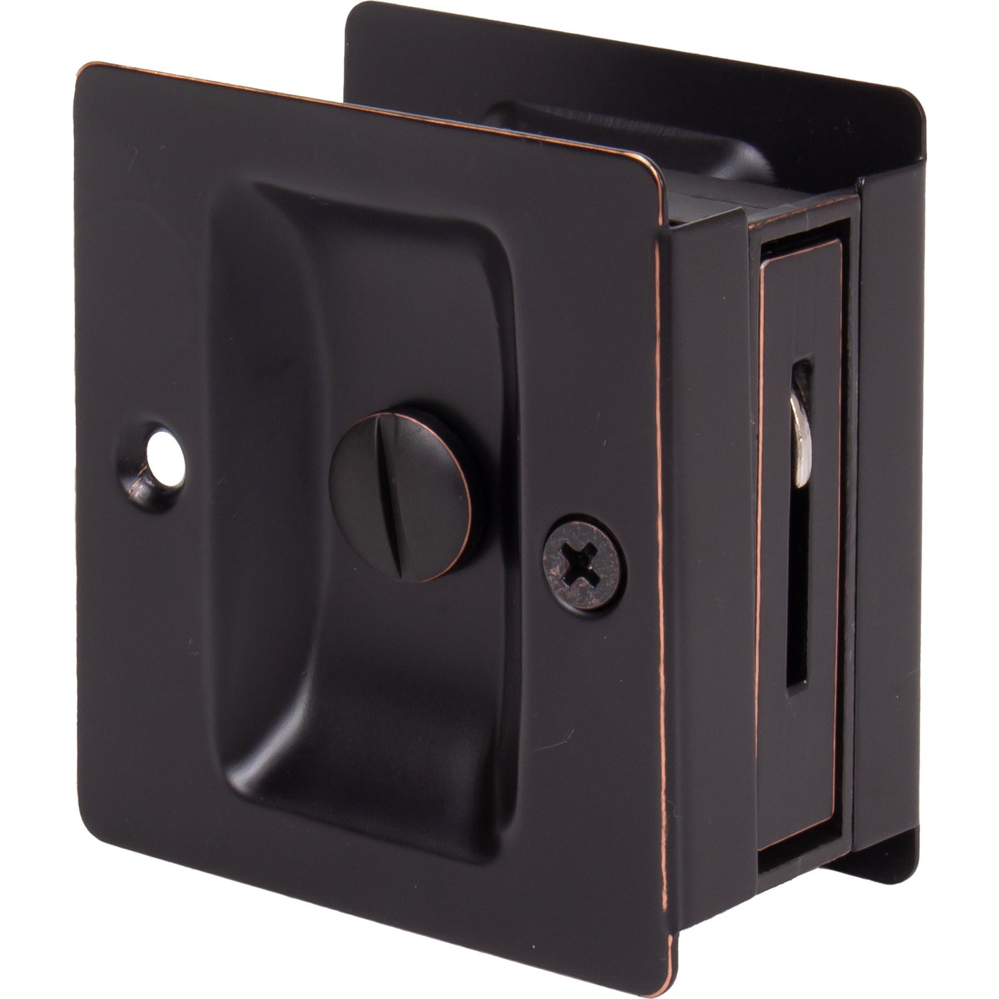 Stone Harbor Hardware Premium Square Pocket Door Lock, Privacy Function, Vintage Bronze