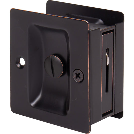 Stone Harbor Hardware Premium Square Pocket Door Lock, Privacy Function, Vintage Bronze