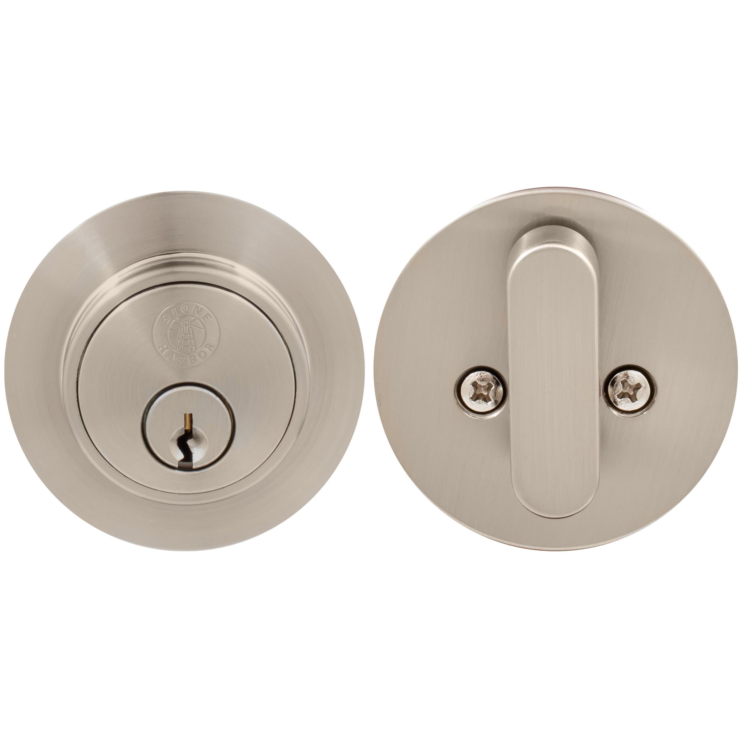 Stone Harbor Hardware Grade 3 Contemporary Round Deadbolt, SC Keyway, Satin Nickel