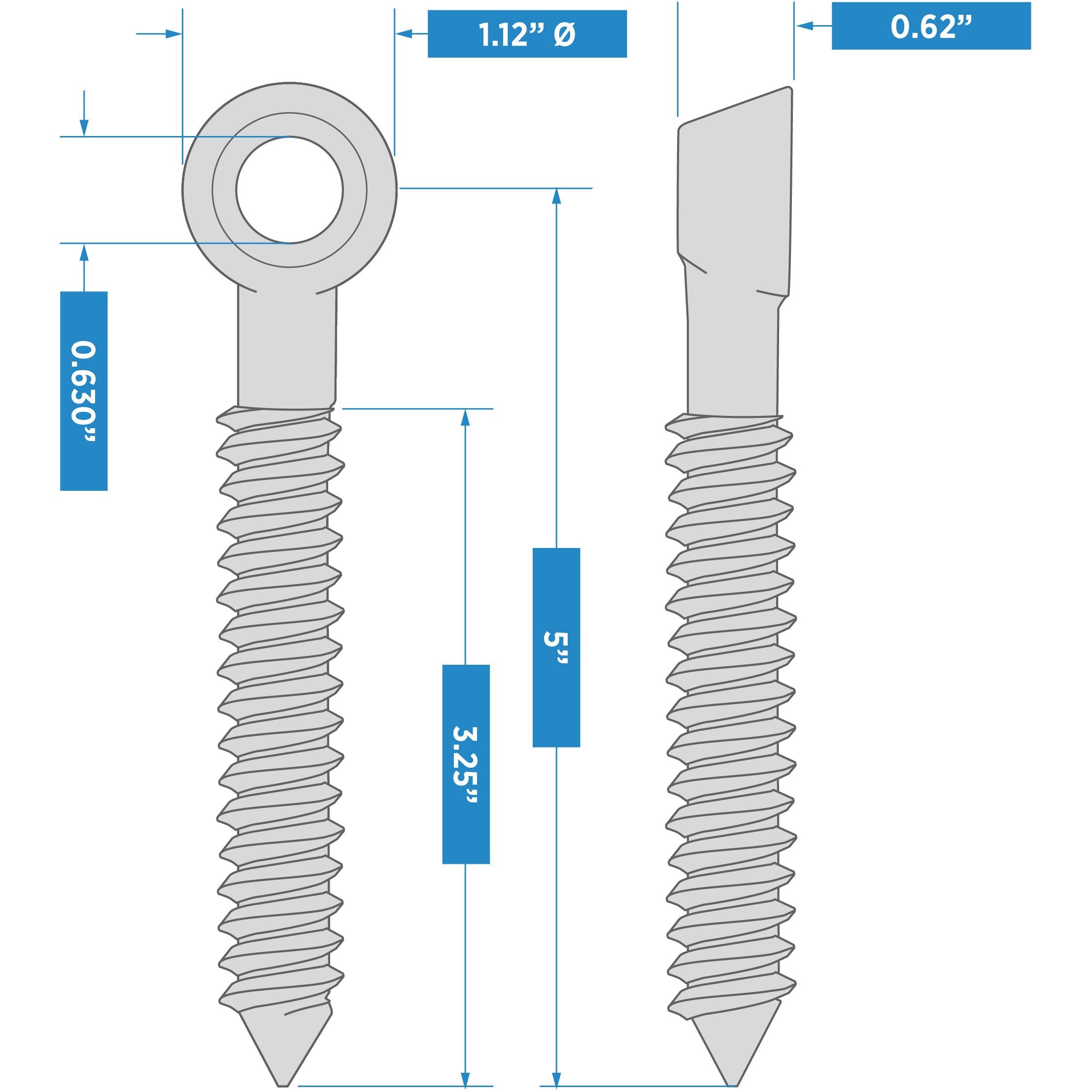 296BC 5/8" x 5" Screw Eye - Zinc Plated
