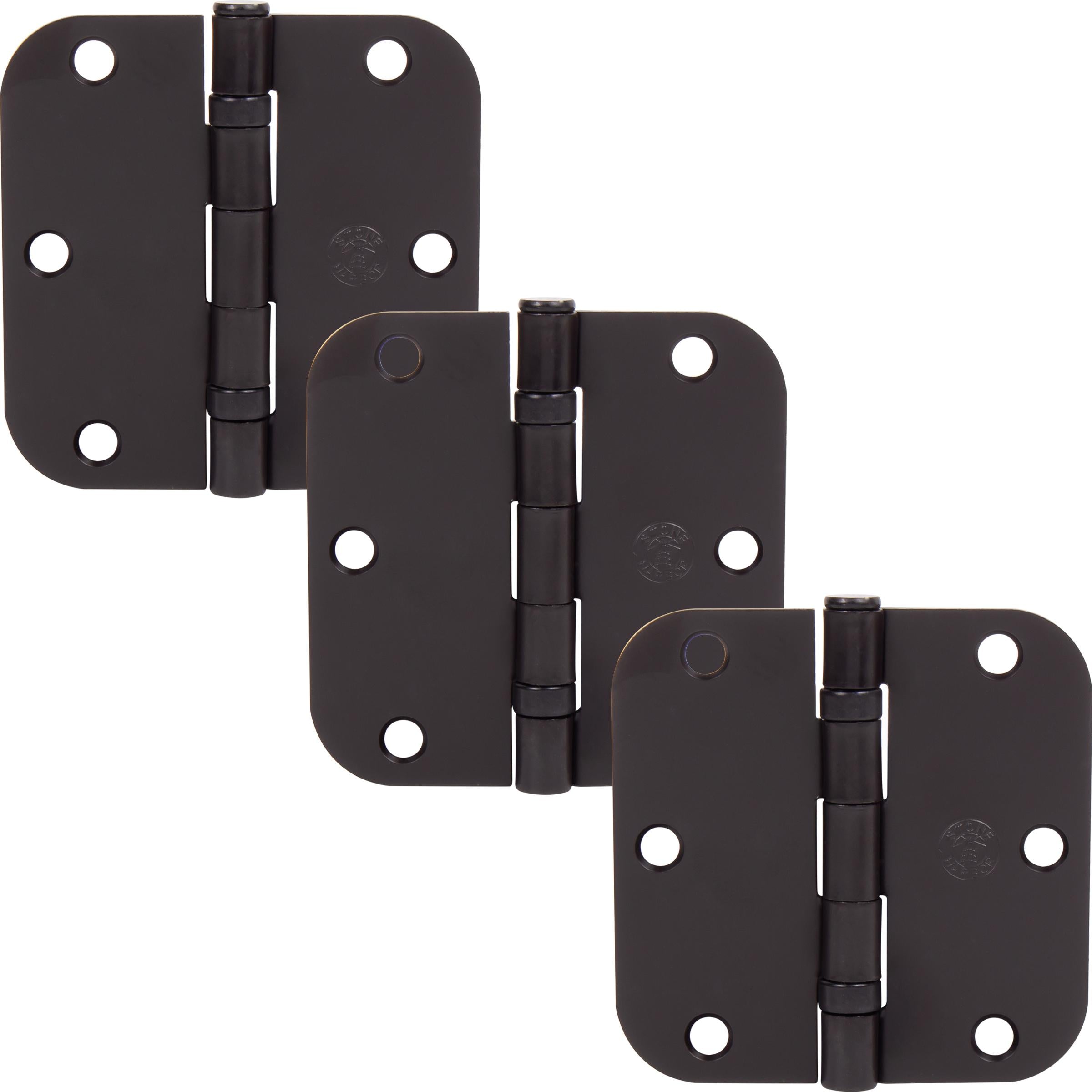 Stone Harbor Hardware 3-1/2" Ball-Bearing Door Hinges, 5/8" Radius Corner, Oil-Rubbed Bronze, 3-Pack