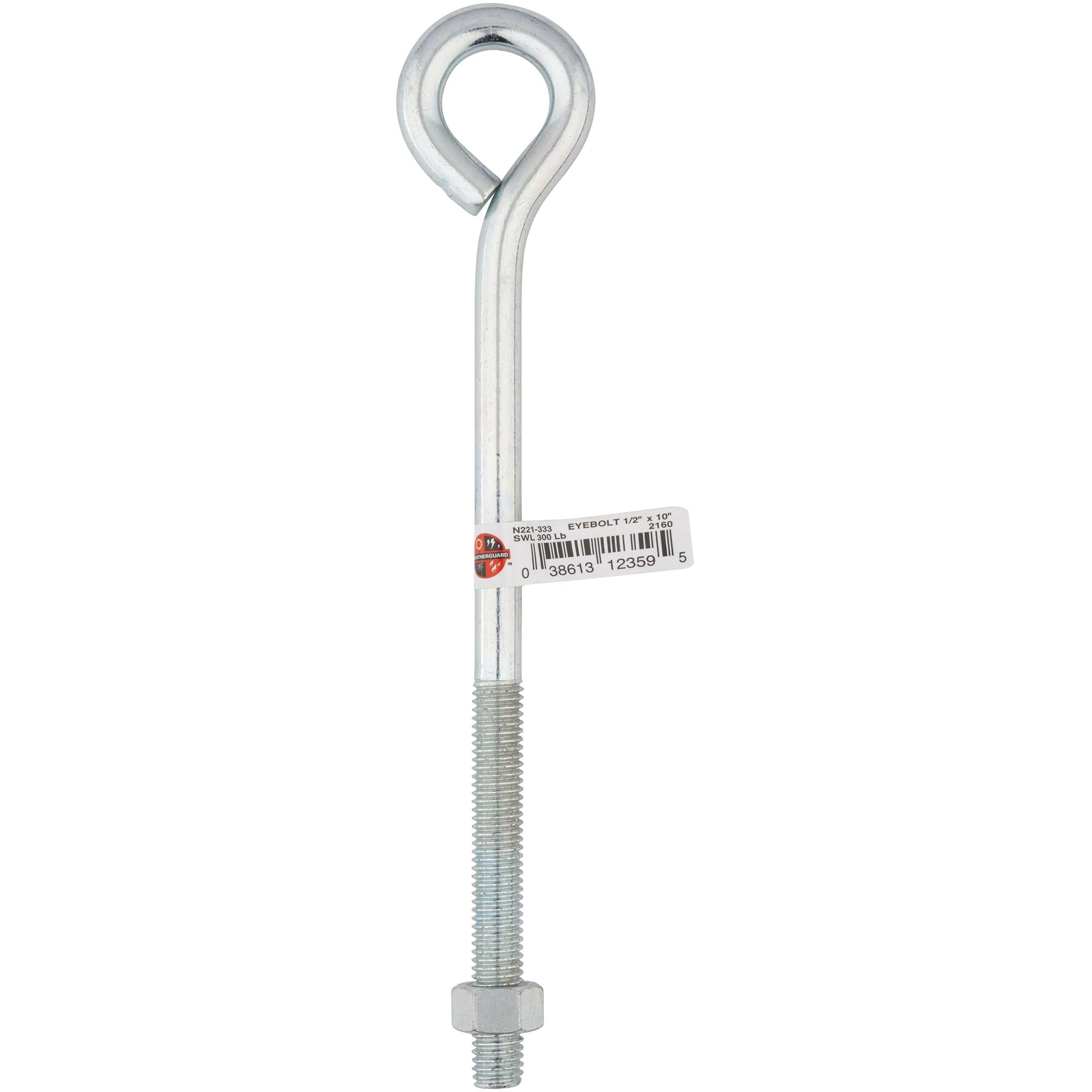 National Hardware - N221-333 2160BC, 1/2" x 10" Eye Bolt in Zinc Plated