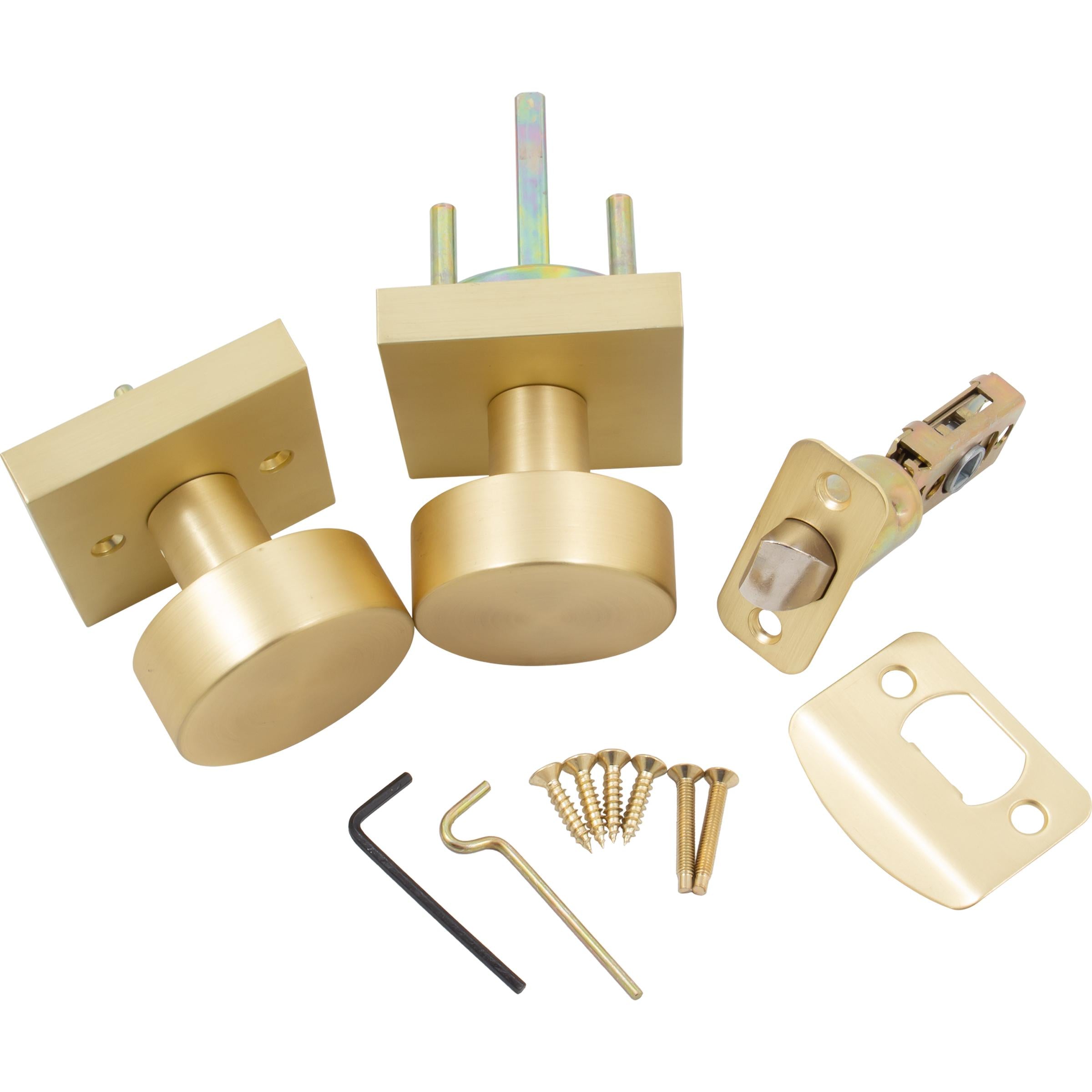 Stone Harbor Hardware Bonn Door Knob with Square Rosette, Privacy (Bed/Bath) Latch, Satin Brass