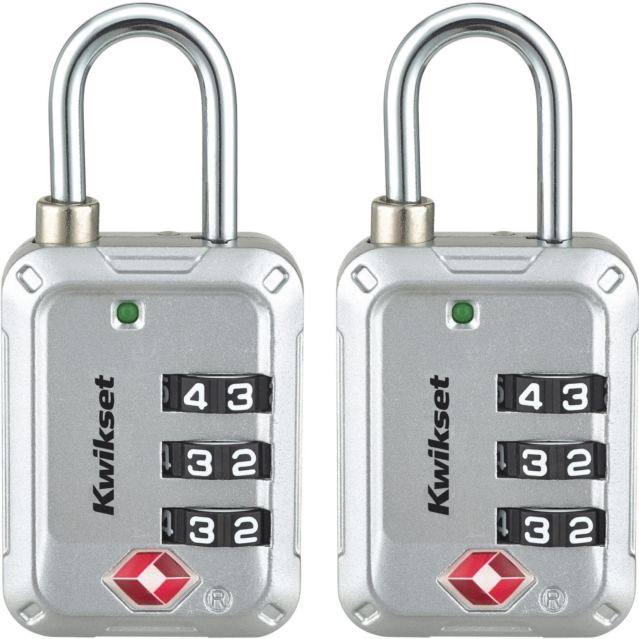 Kwikset 1-3/16" TSA Combination Padlock, 2-Pack, Silver