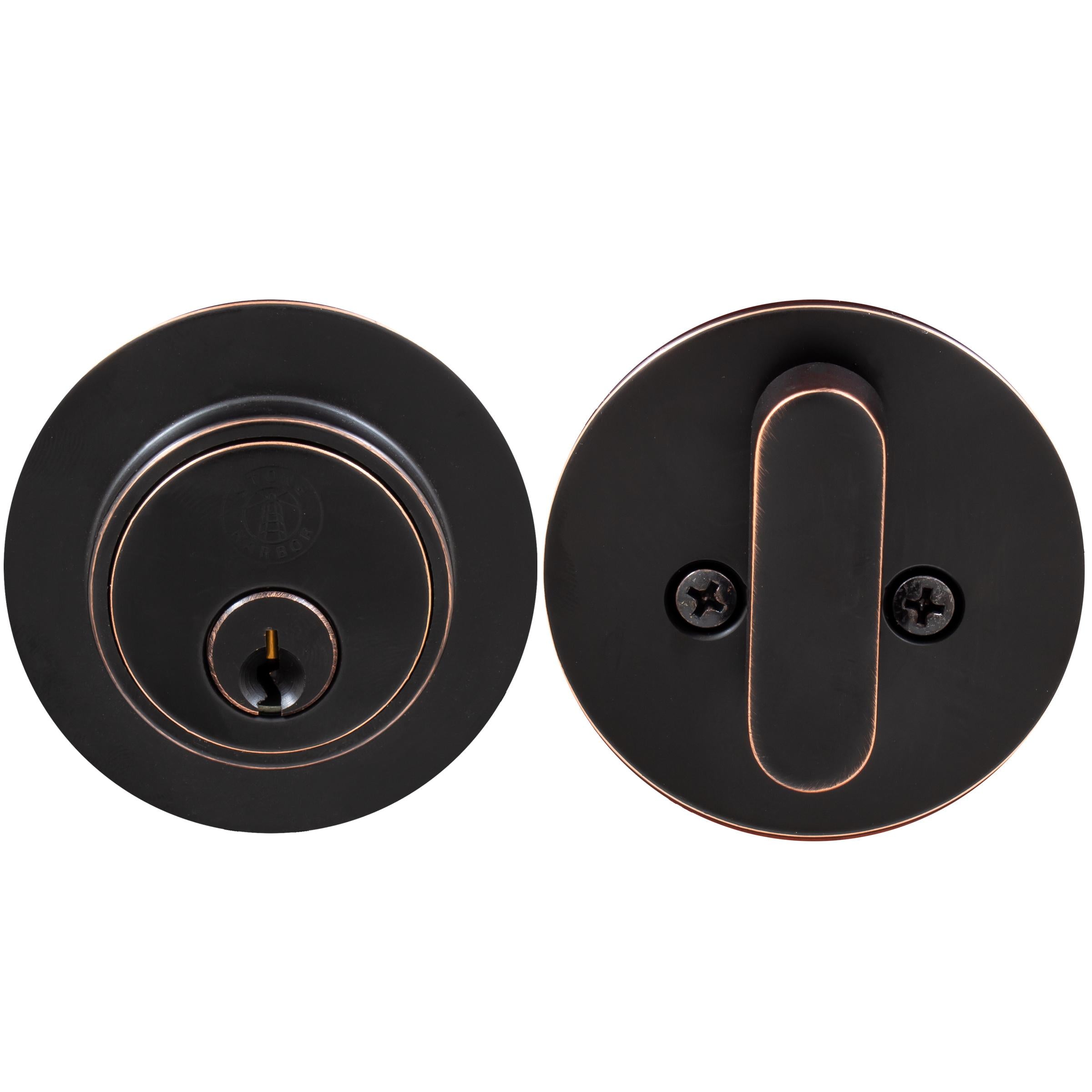 Stone Harbor Hardware Grade 3 Contemporary Round Deadbolt, SC Keyway, Vintage Bronze