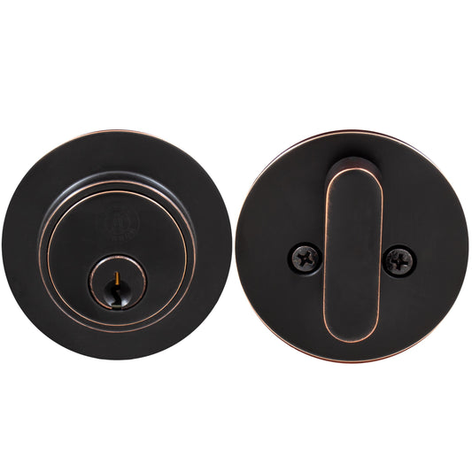 Stone Harbor Hardware Grade 3 Contemporary Round Deadbolt, SC Keyway, Vintage Bronze