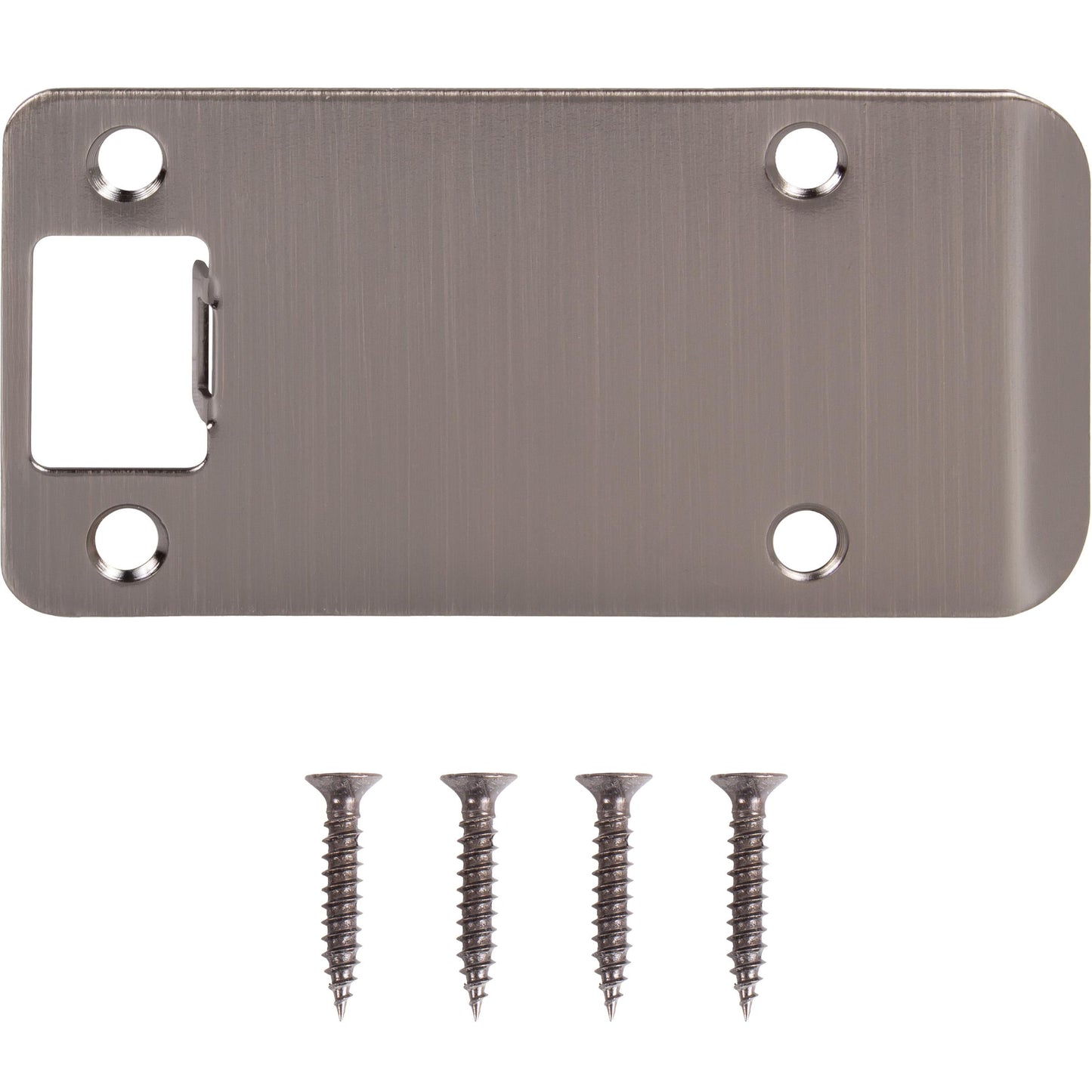 Stone Harbor Hardware Round Corner Extended Lip Strike Plate, 2-1/4" x 4", (4-1/2" Overall Length), Antique Nickel