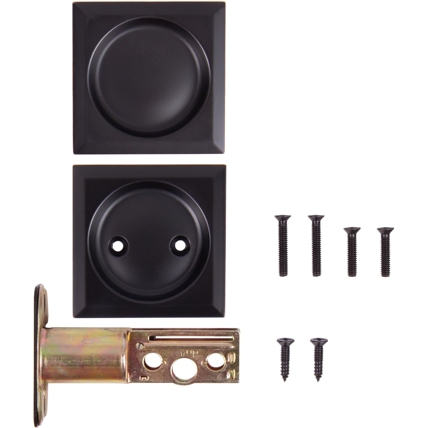 Stone Harbor Hardware Contemporary Square Pocket Door Lock, Passage Function, 2-3/8" Backset, Vintage Bronze