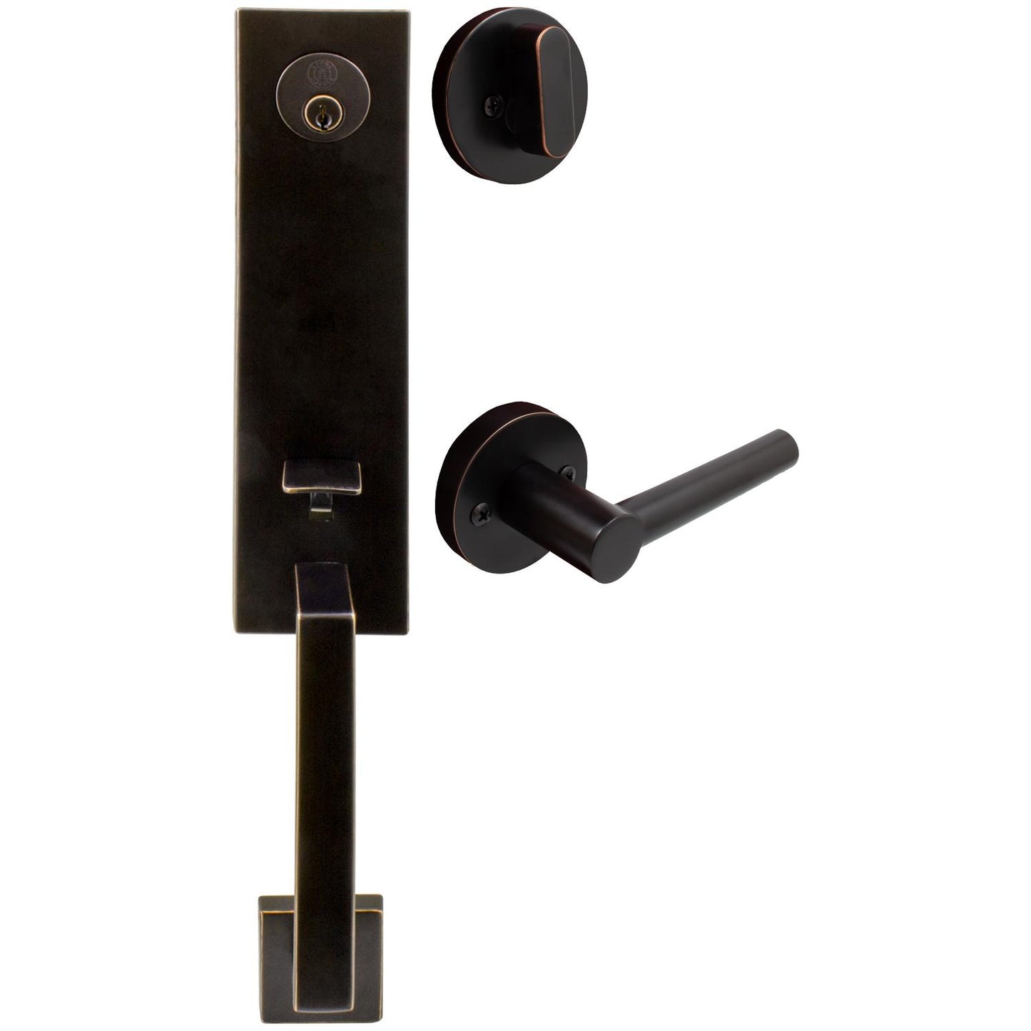 Stone Harbor Hardware Munich Handleset, Zurich Interior Trim, KW Keyway, Vintage Bronze