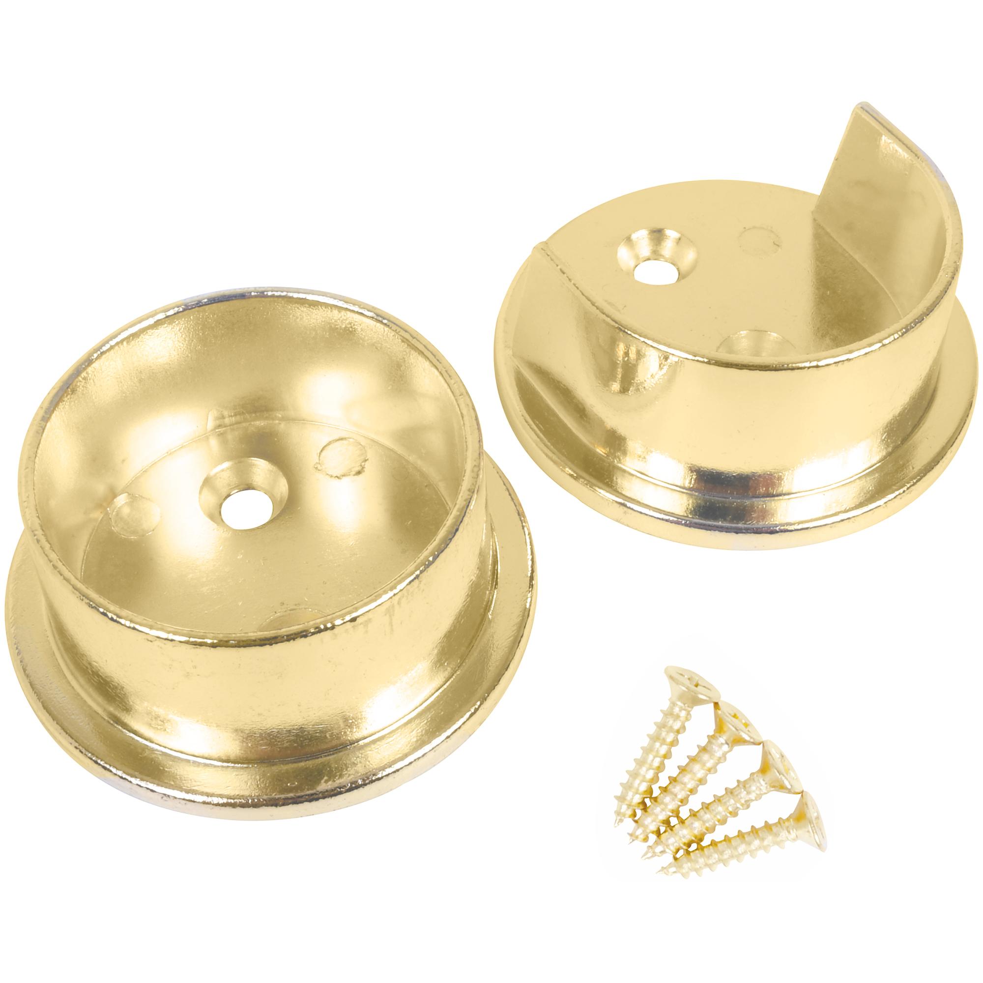 Stone Harbor Hardware Heavy-Duty Pole Sockets, 2 Holes, Polished Brass