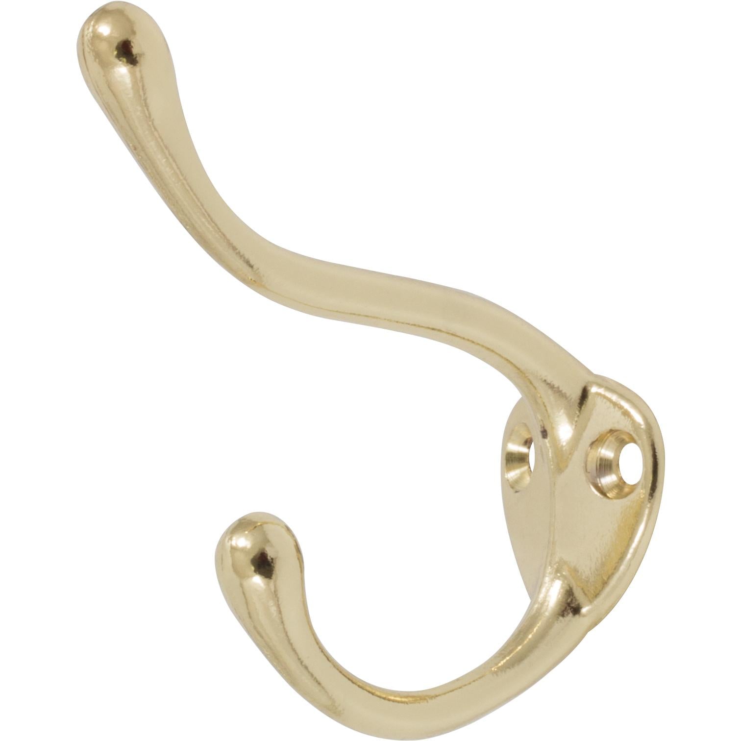 Stone Harbor Hardware Coat & Hat Hook, 3-1/2" High, 2-1/4" Projection, Polished Brass