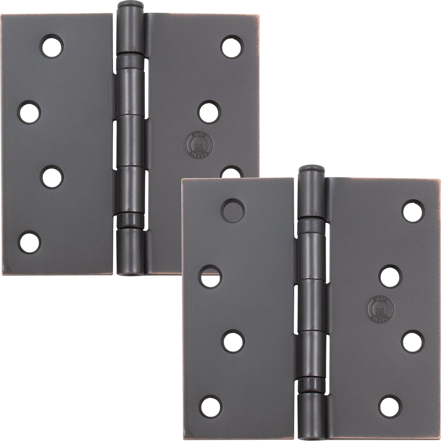 Stone Harbor Hardware 4" Ball-Bearing Door Hinges, Square Corner, Vintage Bronze, 2-Pack