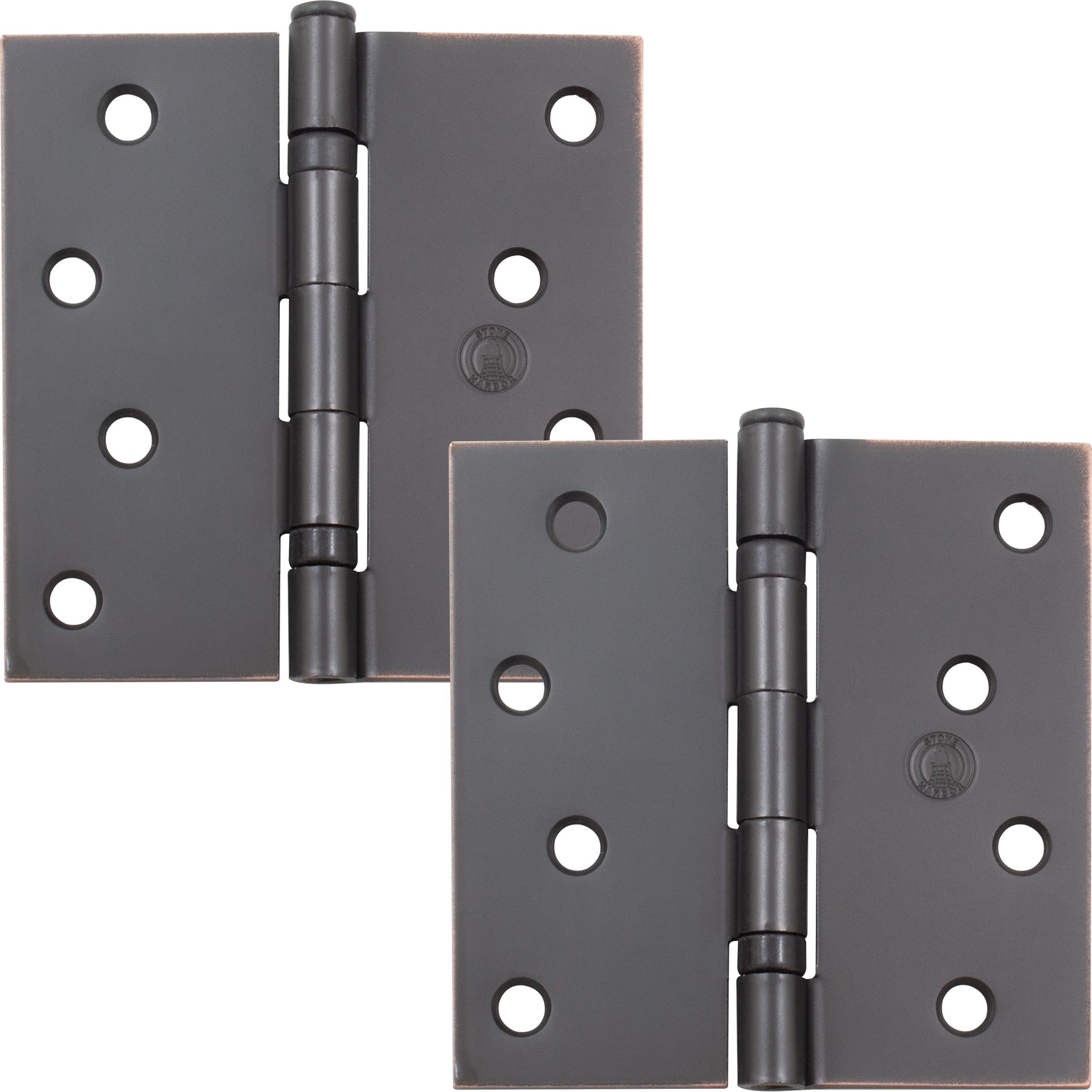 Stone Harbor Hardware 4" Ball-Bearing Door Hinges, Square Corner, Vintage Bronze, 2-Pack