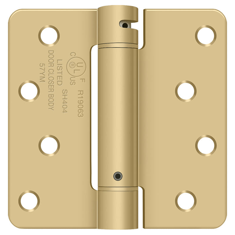DSH4R44 4" 1/4R Adjustable Spring Hinge - Satin Brass